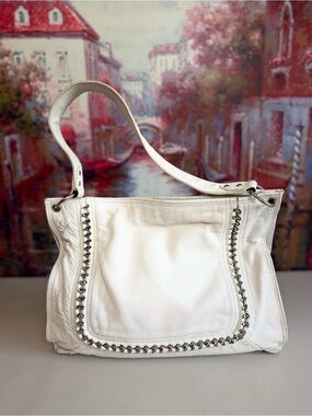 Fortuna Valentino White Leather Y2K Slouchy Hobo Bag